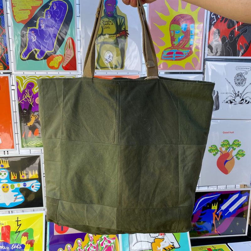 UPCYCLED ARMY HALF SHELL TENT TOTE BAG - PATCH