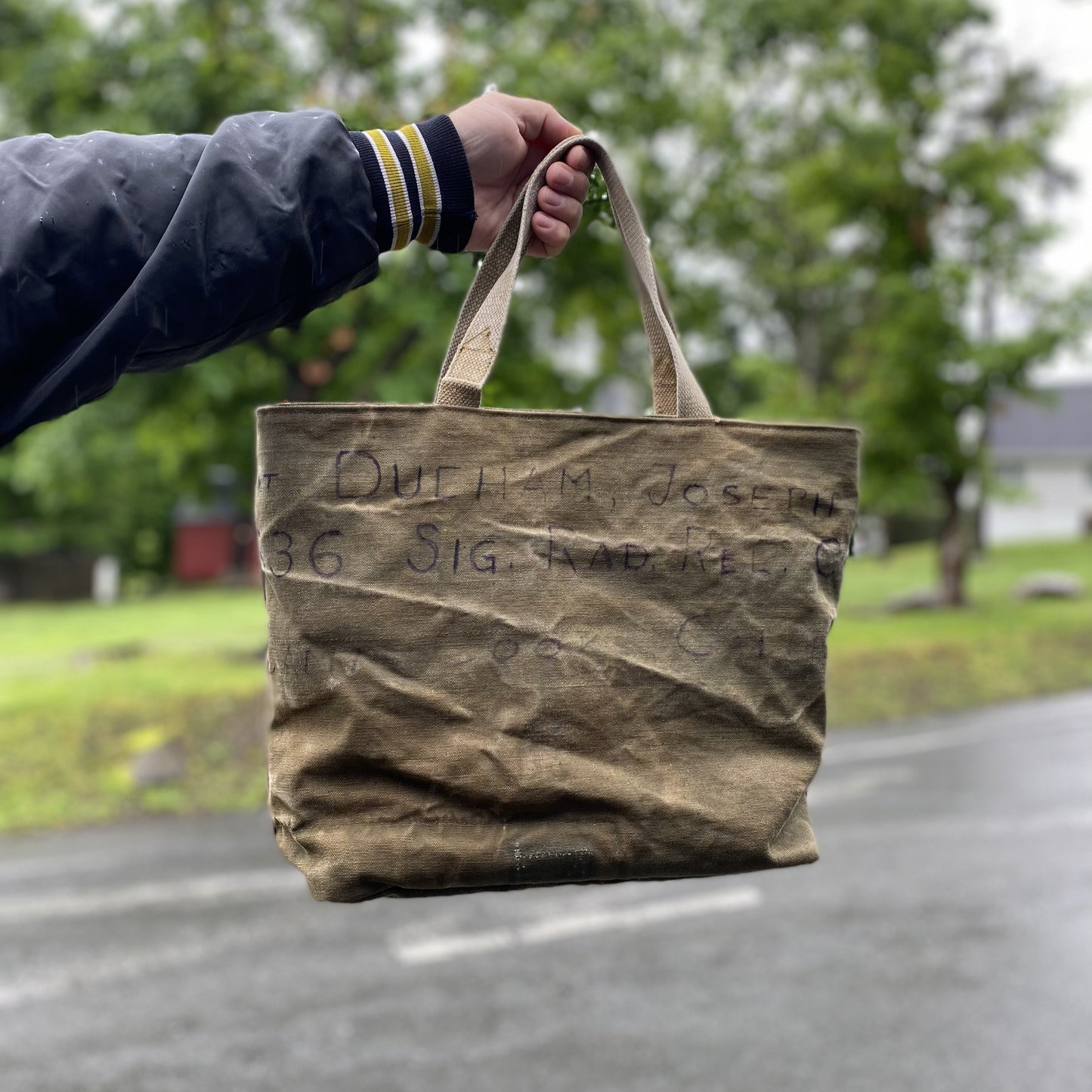 UPCYCLED MILITARY DUFFLE TOTE BAG - DUCHAM