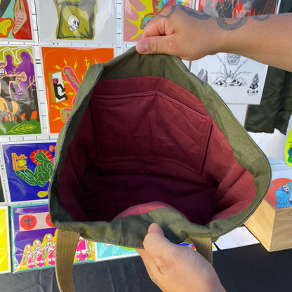 UPCYCLED ARMY HALF SHELL TENT TOTE BAG - PATCH