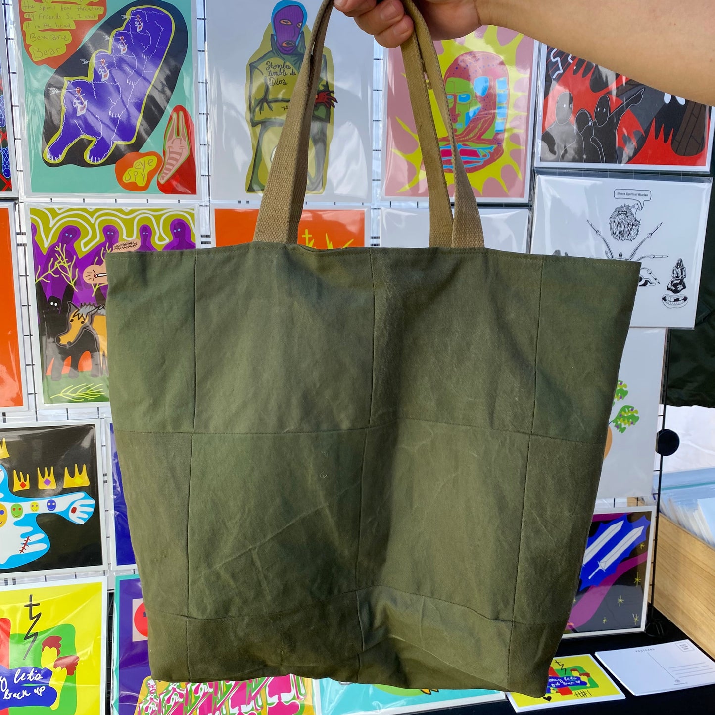 UPCYCLED ARMY HALF SHELL TENT TOTE BAG - PATCH