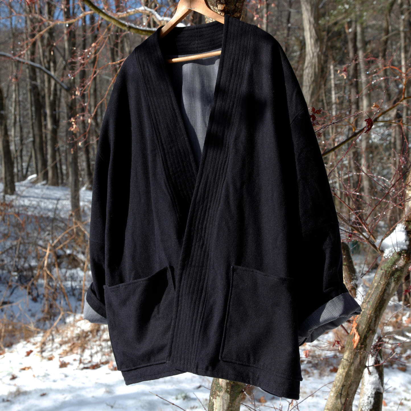 HANDMADE UPCYCLED U.S. NAVY WOOL KIMONO #1