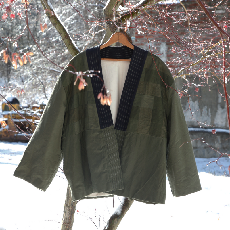 HANDMADE UPCYCLED ARMY HALF SHELL TENT KIMONO #2